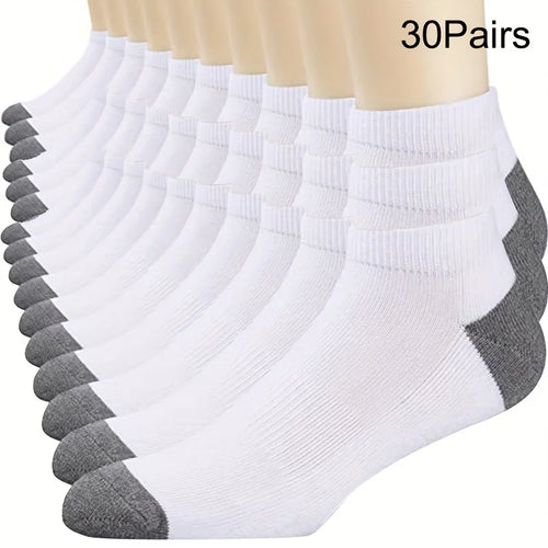 10/20/30pairs Men's Color Block Boat Socks, Fashion Breathable Comfy Low Cut Ankle Socks, Men's Socks