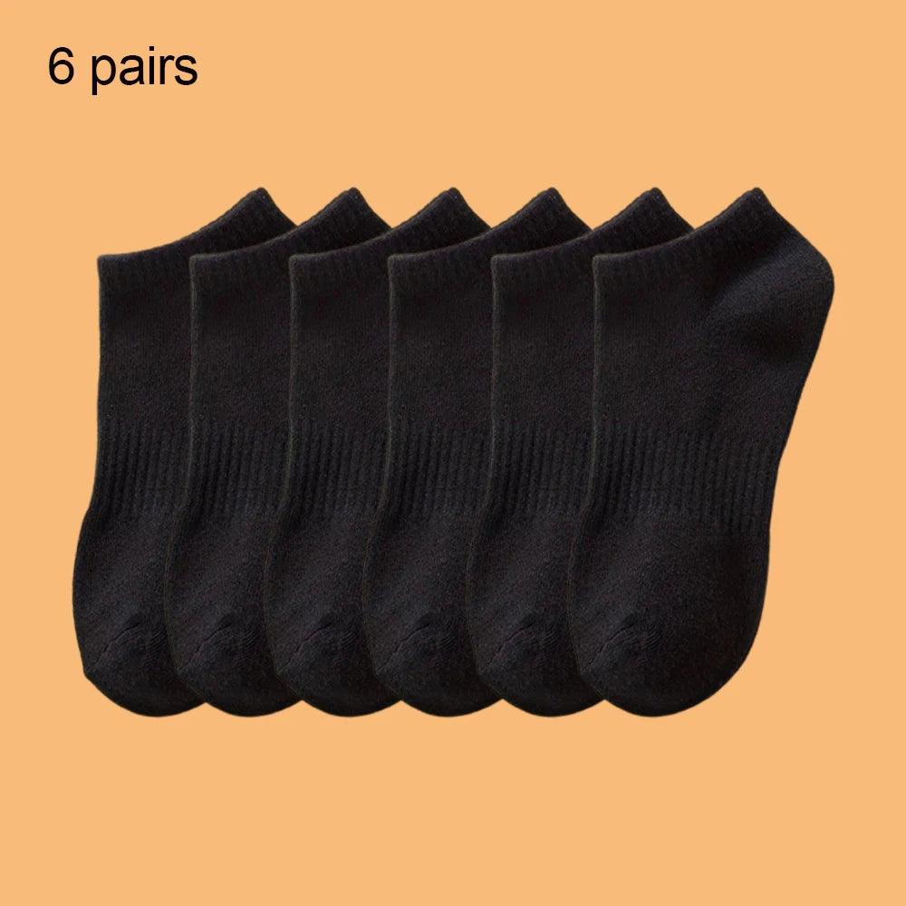 4/6 Pairs Solid Colour Socks Black White Multiple Style Soft Breathable Sports Ankle Men's Women's Summer Autumn Business Socks