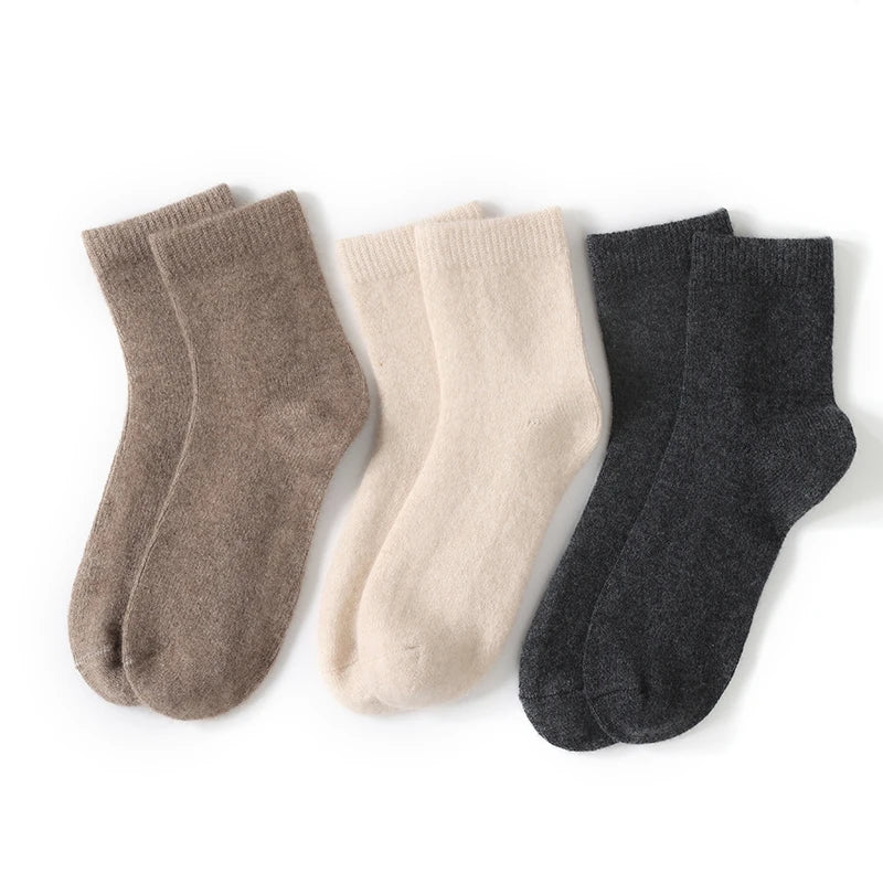 100% Cashmere Socks Women's Knitted Long Tube Socks High Elasticity Warm Straight Tube Socks Autumn Winter Mid Tube Sock