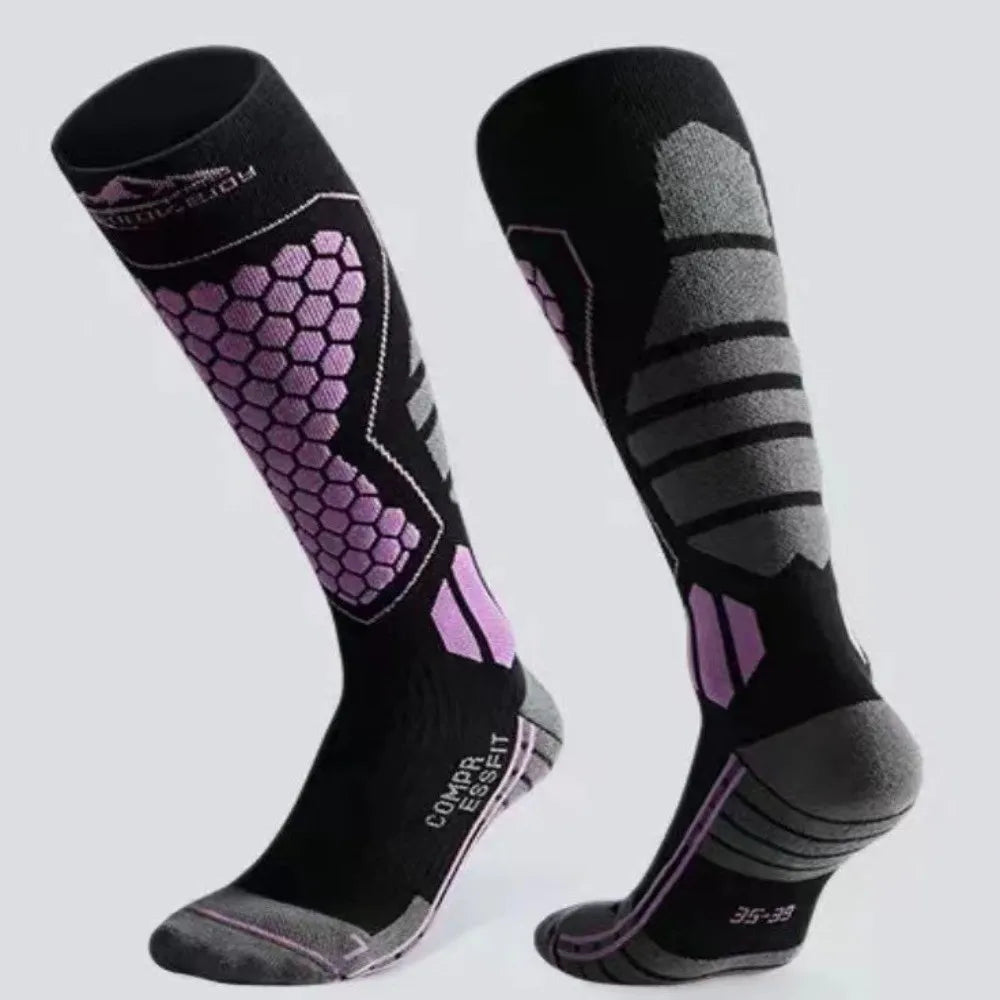 New Thickened Ski Socks Anti-slip Thermal Compression Socks Moisture-wicking Breathable Knee High Socks for Cold Weather