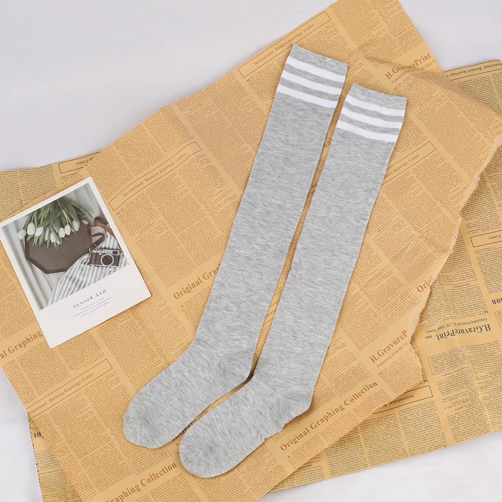 Japanese And Korean Casual Three Bar Knee High Socks Dance Versatile Long Tube Jacquard Breathable High Tube Pressure For Women