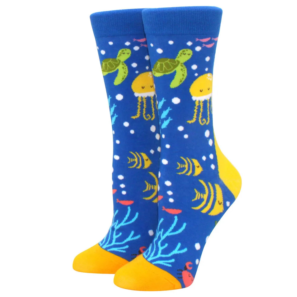 New Fashion Colorful Funny Happy Casual Women Socks Harajuku Cute Animal Cartoon Men's Socks