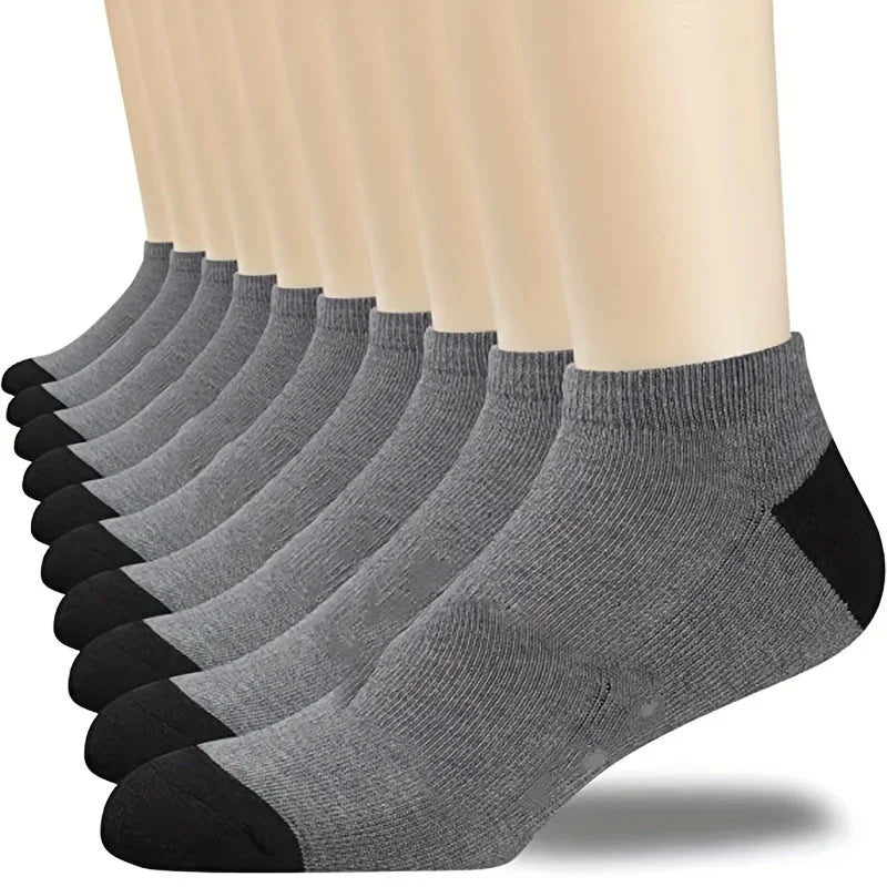 10/20/30pairs Men's Color Block Boat Socks, Fashion Breathable Comfy Low Cut Ankle Socks, Men's Socks