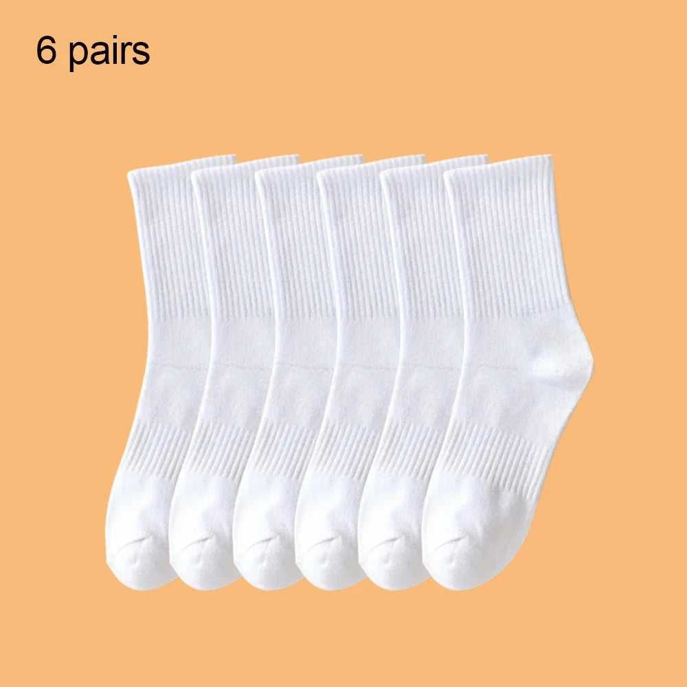 4/6 Pairs Solid Colour Socks Black White Multiple Style Soft Breathable Sports Ankle Men's Women's Summer Autumn Business Socks