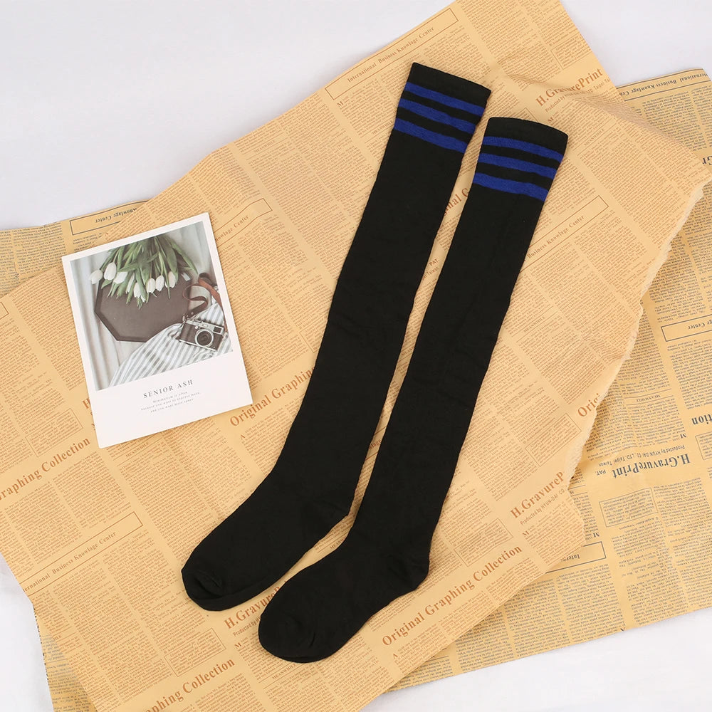 Japanese And Korean Casual Three Bar Knee High Socks Dance Versatile Long Tube Jacquard Breathable High Tube Pressure For Women
