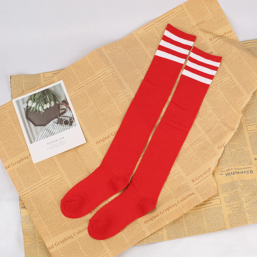 Japanese And Korean Casual Three Bar Knee High Socks Dance Versatile Long Tube Jacquard Breathable High Tube Pressure For Women