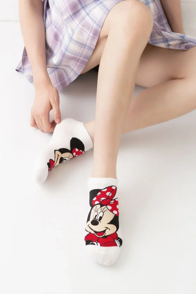 Disney Waumi Mouse Short Women's Socks Anime Donald Summer Sports Cotton Girl Women's Boat Socks Low Ankle Women's Socks