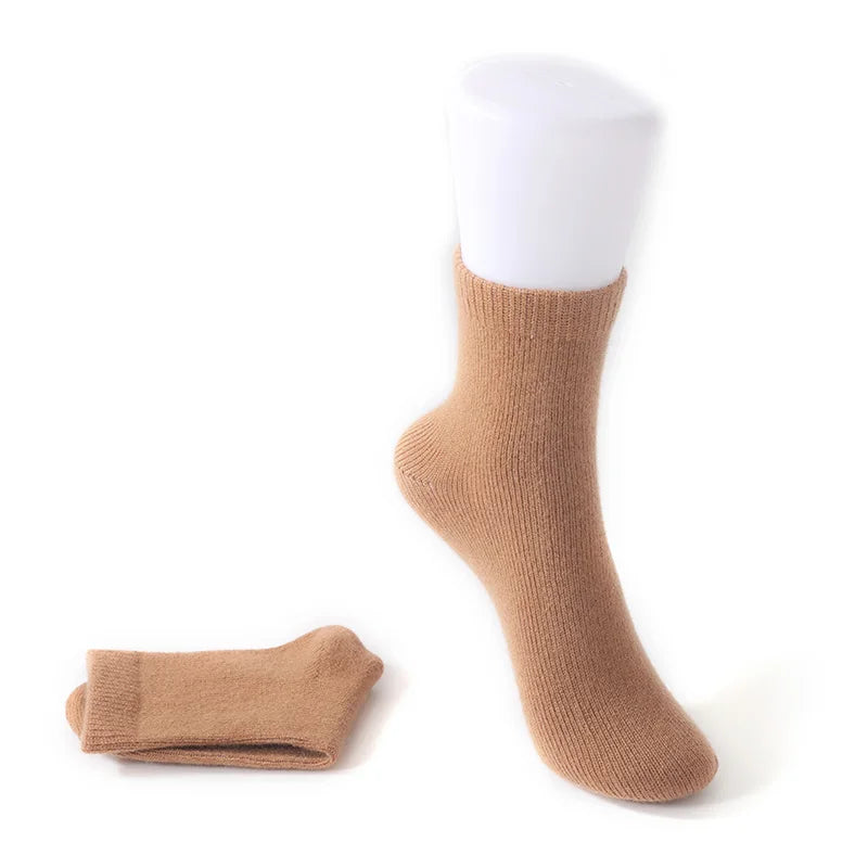 100% Cashmere Socks Women's Knitted Long Tube Socks High Elasticity Warm Straight Tube Socks Autumn Winter Mid Tube Sock