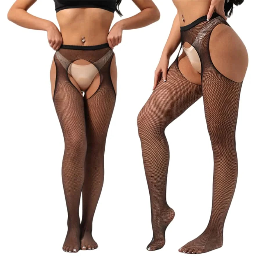 FREEAUCE Plus Size Women's Lace Floral Garter Belt Thigh High Pantyhose Stockings Over Knee Fishnets Mesh Socks Tights Leggings