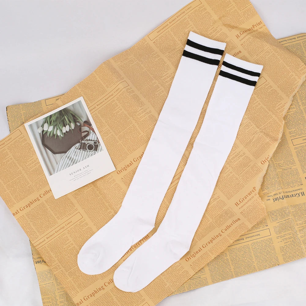 Japanese And Korean Casual Three Bar Knee High Socks Dance Versatile Long Tube Jacquard Breathable High Tube Pressure For Women